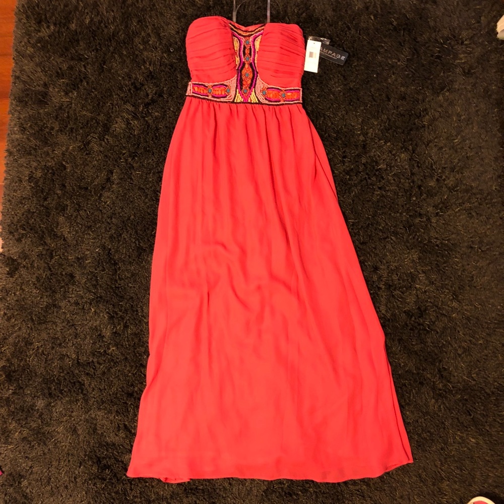 Deep Coral Maxi or Prom Dress by Rampage